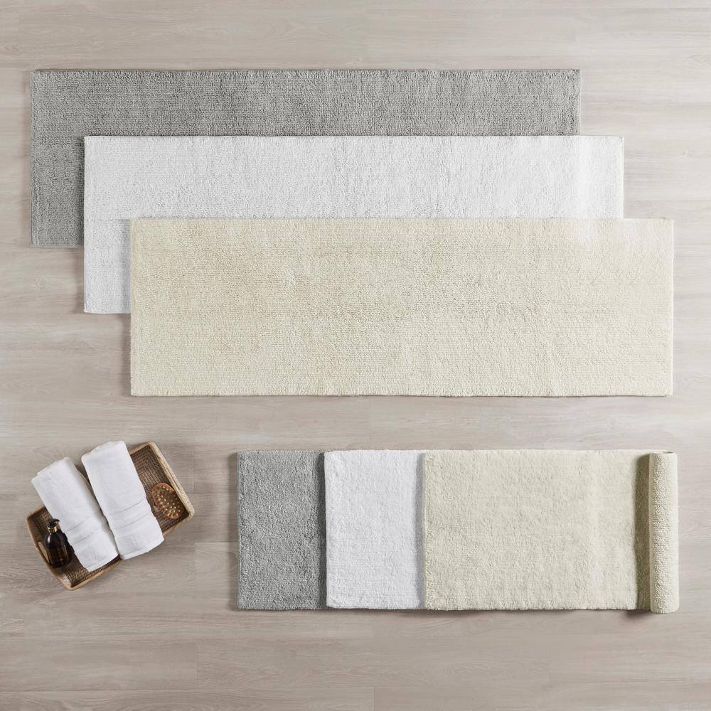 White Plush Cotton Reversible Bath Rug