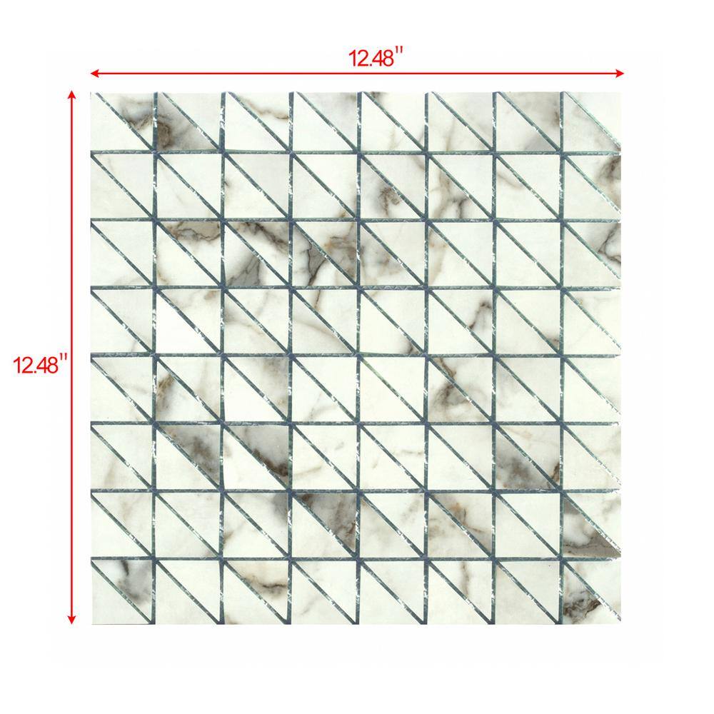 Abolos Nature 56-Pack Bianco Carrara White/Matte 3-in x 12-in Matte Glass Marble Look Wall Tile