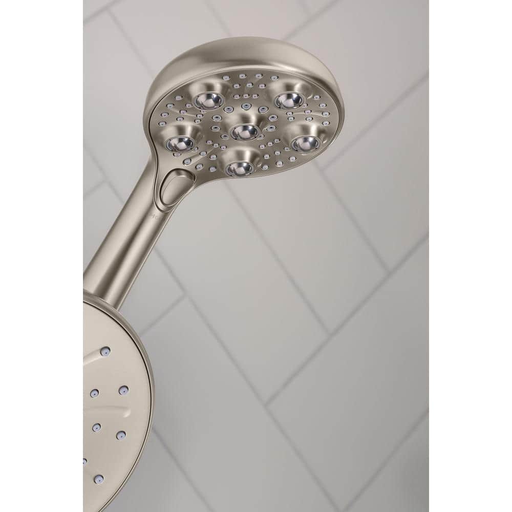 HydroRoller Nickel Dual Handheld and Rain Shower Head