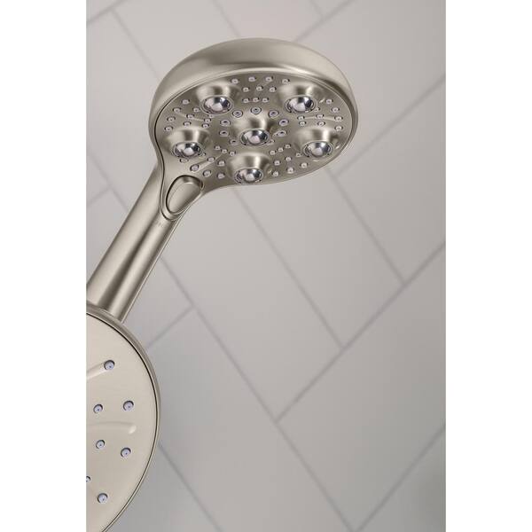 HydroRoller Massage 3-Spray 7.5 in. Dual Handheld Shower Head with Body Spray in Spot Resist Brushed Nickel