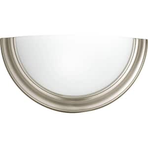Eclipse 1-Light Brushed Nickel Wall Sconce with Satin White Glass