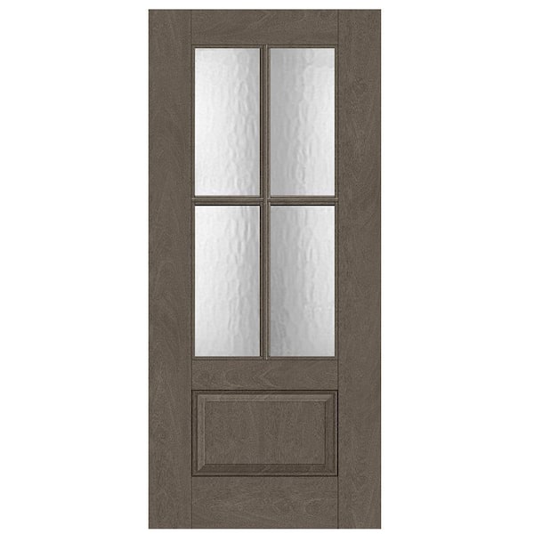 Steves & Sons Regency 36 in. x 80 in. Universal Handing 3/4L 4SDL Oasis Decorative Glass Ashwood Stain Fiberglass Front Door Slab