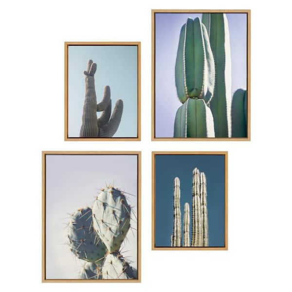 Kate and Laurel Sylvie Cactus by Stephanie Klatt 4-Piece Framed Art Print 18 in. x 24 in.
