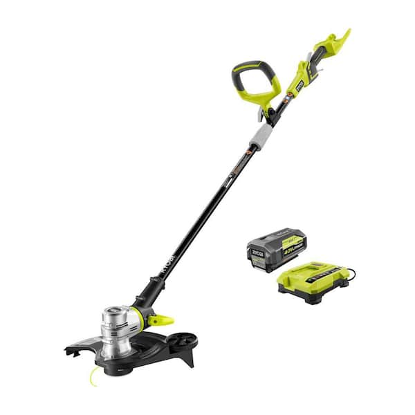 RYOBI 40V Lithium-Ion Cordless String Trimmer/Edger - 2.6 Ah Battery and Charger Included