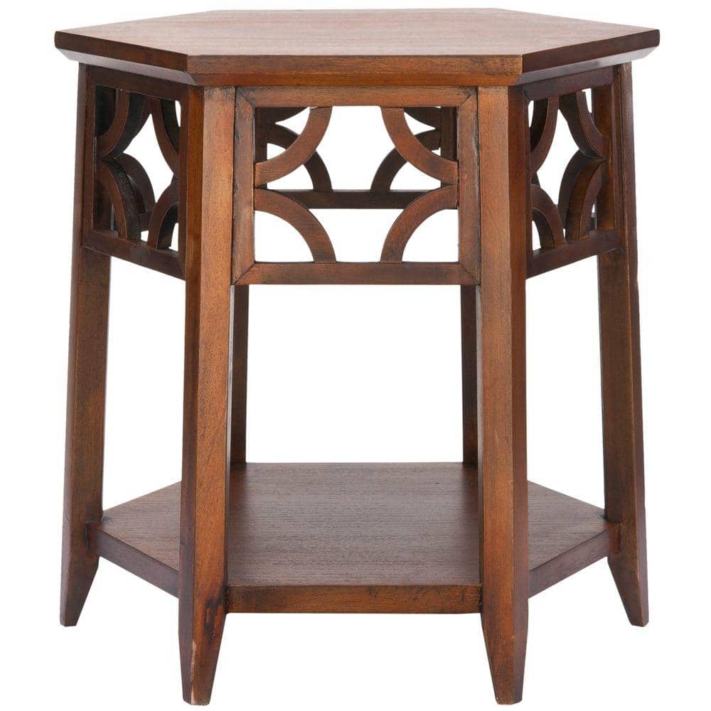 Connor Transitional Bayur Wood Hexagon End Table in Light Brown
