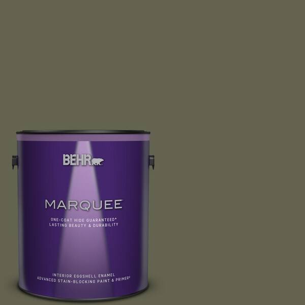 BEHR MARQUEE 1 gal. #N350-7A Mountain Olive One-Coat Hide Eggshell Enamel Interior Paint & Primer