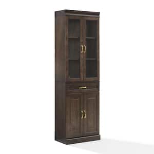 Stanton Coffee Engineered Wood 23.75 in. Pantry Cabinet with Glass Doors