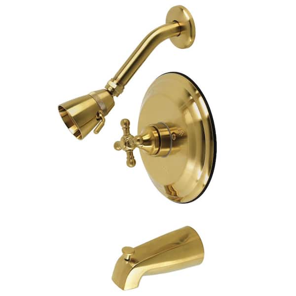 Kingston Brass Metropolitan Single Handle 1-Spray Tub and Shower Faucet 1.8 GPM with Corrosion Resistant in Brushed Brass