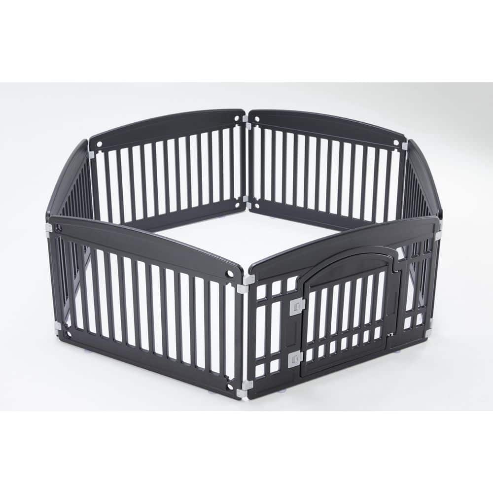 Dog Playpen, 24 in. H 6-Panels Fence Indoor Outdoor Plastic Foldable Dog Ke