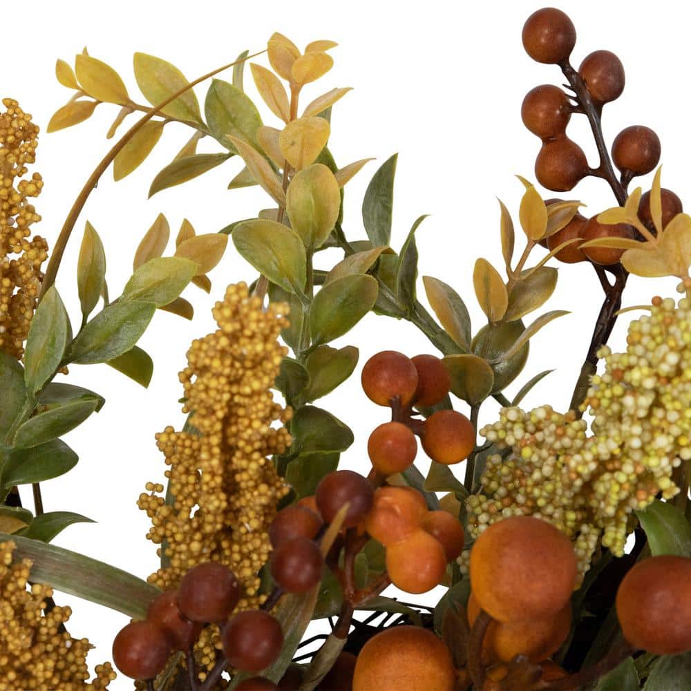 24" Grapewood Artificial Fall Wreath with Mixed Foliage and Berries
