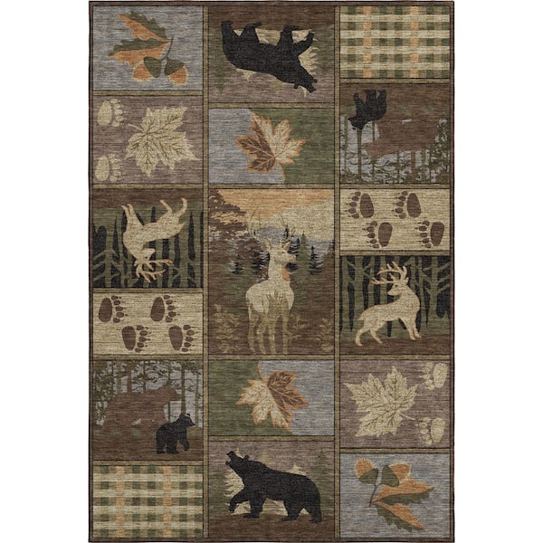 Mayfield Premium Machine Washable Abstract AMF2448 Chocolate 10 ft. x 14 ft. Area Rug