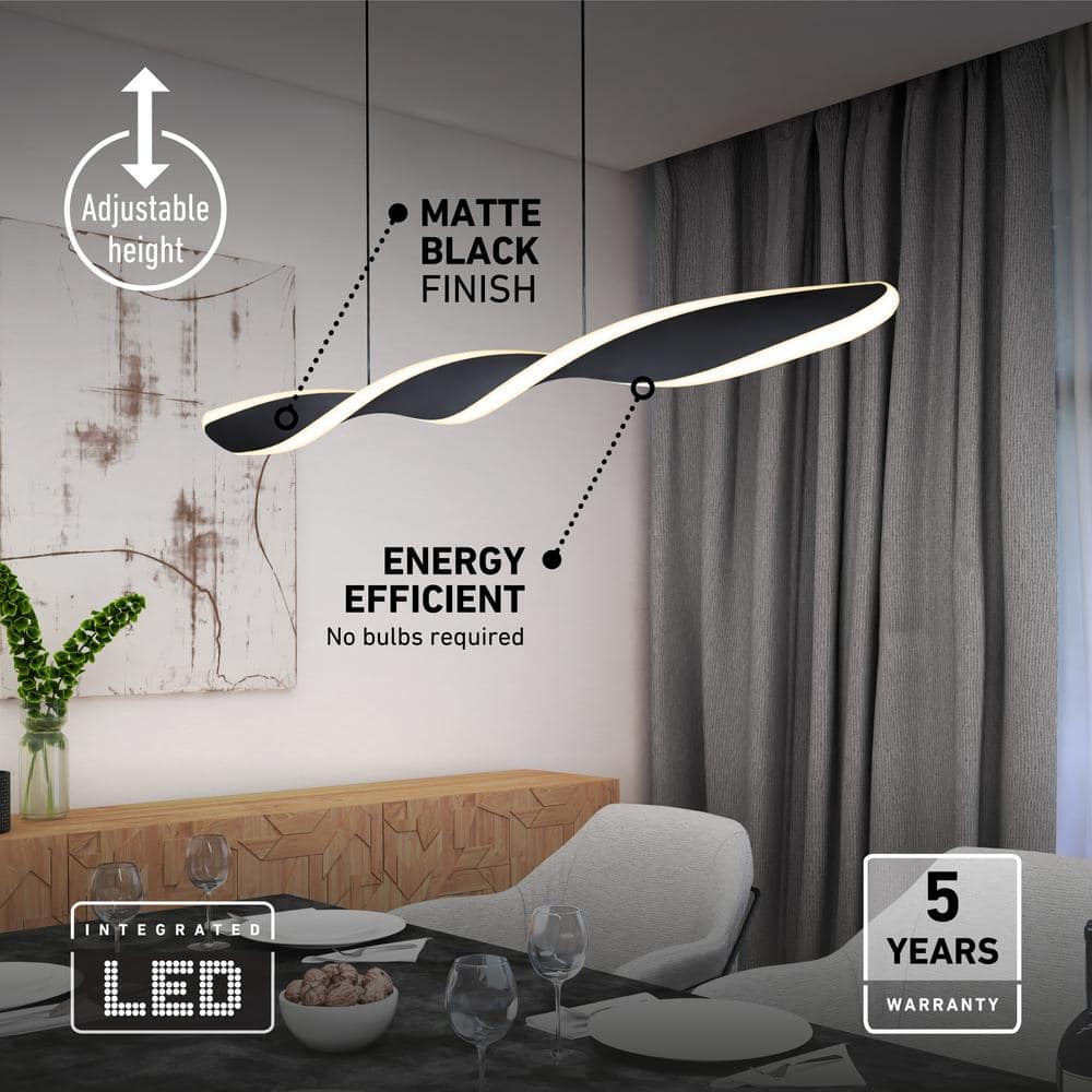 Finley Matte Black Linear LED Pendant Light Fixture