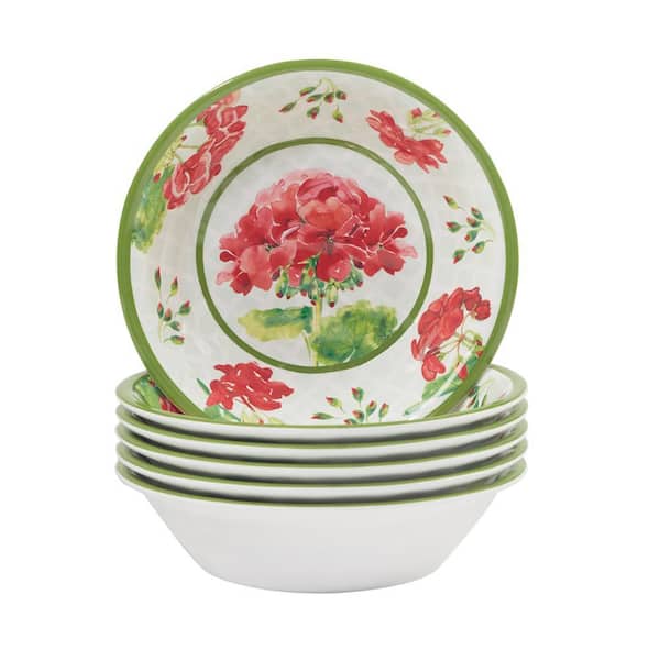 Certified International Geraniums 21.09 fl.oz. Assorted Colors Melamine Serving Bowl Set Of 6