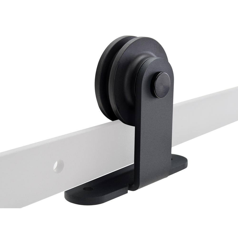 Beige Solid Core MDF Barn Door Kit with Matte Black Hardware