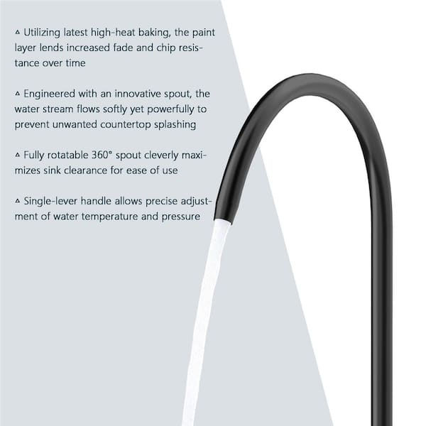 Single Handle Single Hole Bathroom Water Filter Standard Kitchen Faucet in Black