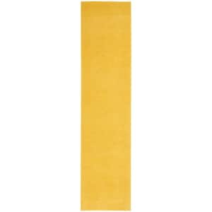 Essentials 2 ft. x 12 ft. Yellow Solid ContemporaryIndoor/Outdoor Patio Kitchen Runner Area Rug