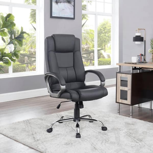 HOMESTOCK Gray High Back Executive Premium Faux Leather Office