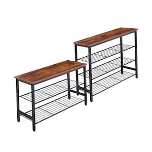 3-Tier and 4-Tier ( 26.57 in. H H) Combination 5-Pair Metal Shoe Cabinet Shoe Rack with MDF Top Panel