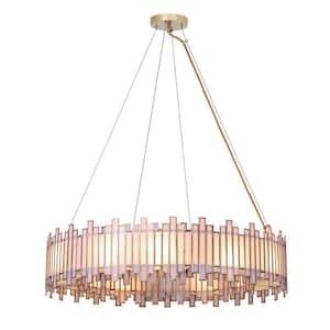 Birla 12-Light Gold Circle Chandelier with White Glass Shades