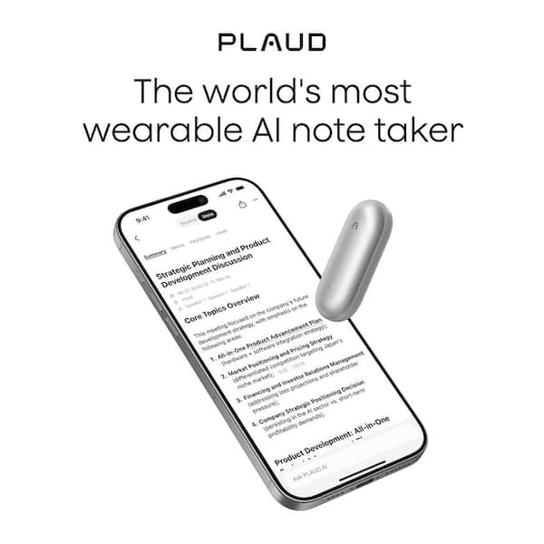 PLAUD NotePin AI Voice Recorder, Silver NP-64G-SI-1 - The Home Depot