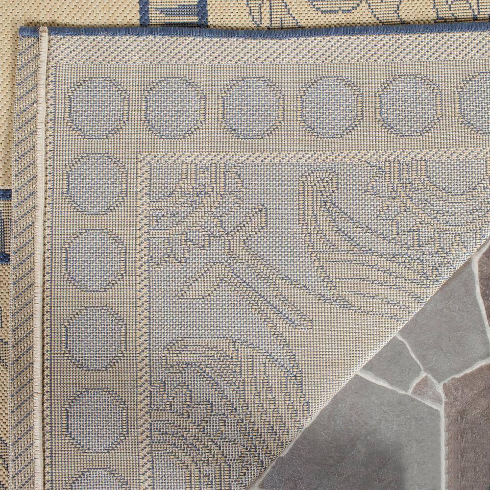 Natural and Blue Baroque Print Outdoor Area Rug