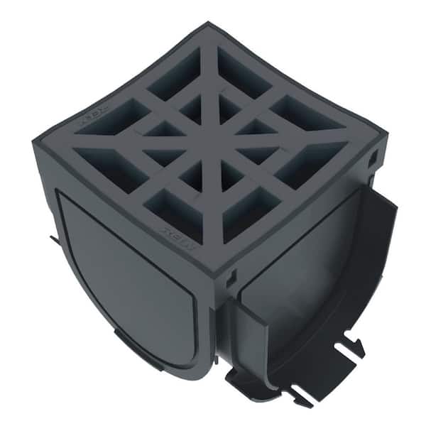 RELN 4.75 in. x 4.75 in. Storm Drain Polypropylene 4-Way Adapter with Black Grate