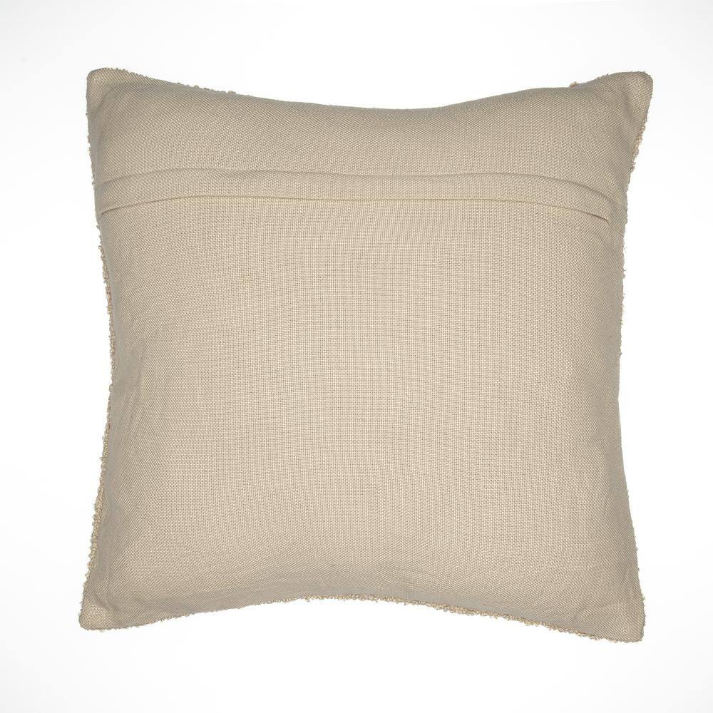 Beige Hand-Woven Polyester Square Throw Pillow