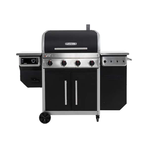 Lifetime 4-Burner Gas Grill and Pellet Smoker Combo in Black