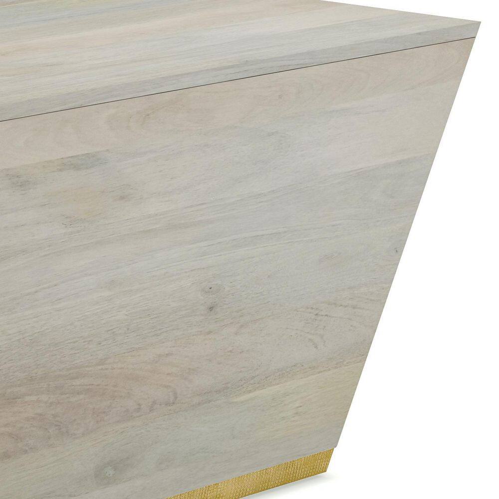 Abba 28" White Wash Mango Wood Square Coffee Table