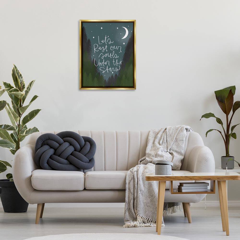 Rest Our Souls Under Stars Gold Floater Frame Typography Graphic Art Print 31 in. x 25 in. price history on PriceWatchPro