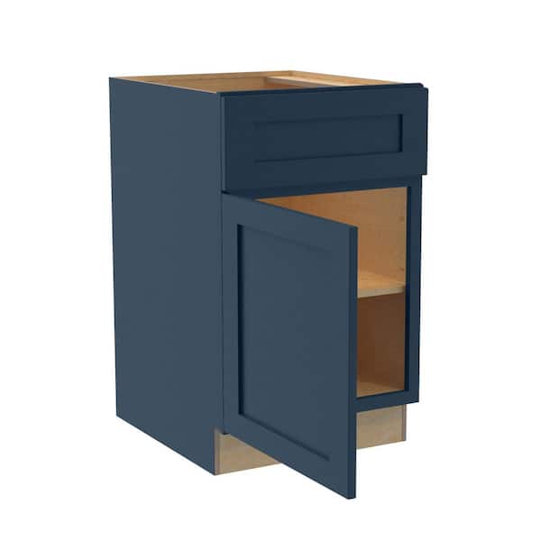 Home Decorators Collection Newport 21 in. W x 24 in. D x 34.5 in. H Assembled Plywood Base Kitchen Cabinet in Mythic Blue with Soft Close LH