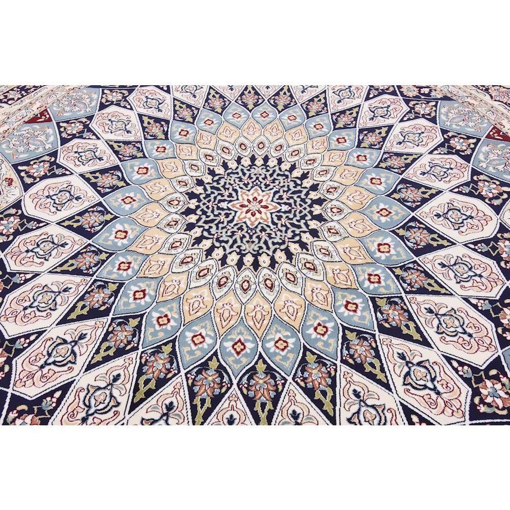 Navy Blue 10' Round Synthetic Easy Care Stain-Resistant Rug