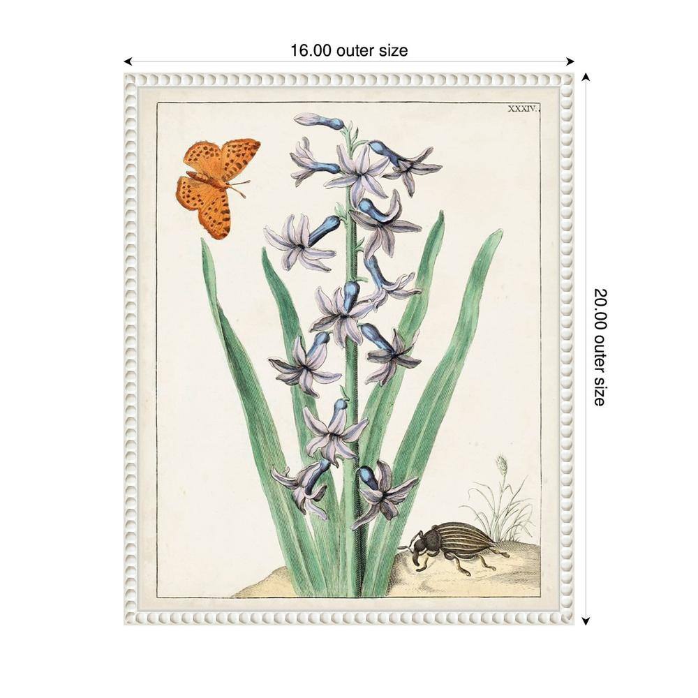 16"x20" White Framed Botanical Canvas Wall Art with Butterfly