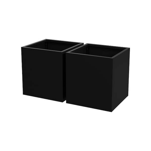 17 in. W x 18 in. H Rectangle Metal Flower Planter Box Garden Yard Outdoor Planters (Set of 2)