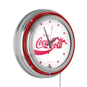 Coca-Cola Red Enjoy Coke White Lighted Analog Neon Clock