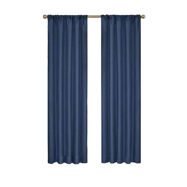 Eclipse Kendall Thermaback™ Denim Solid Polyester 42 in. W x 63 in. L Blackout Single Rod Pocket Curtain Panel