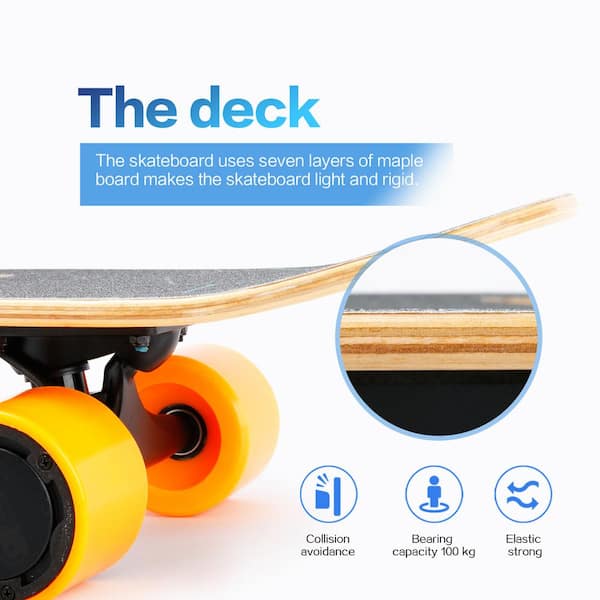 Outdoor Small Electric Wood Black Skateboard with Remote Control