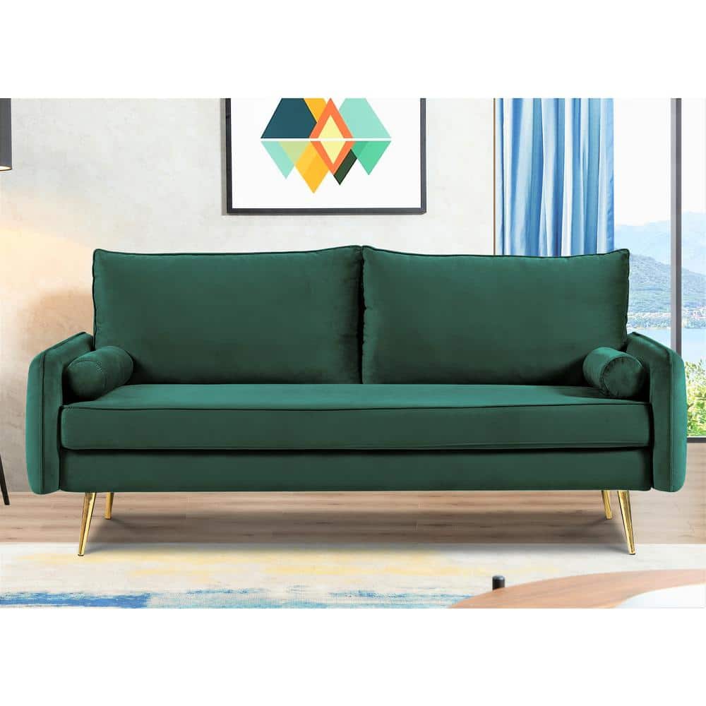 US Pride Furniture Villeda 70 in. Square Arms Velvet Rectangle Sofa in ...