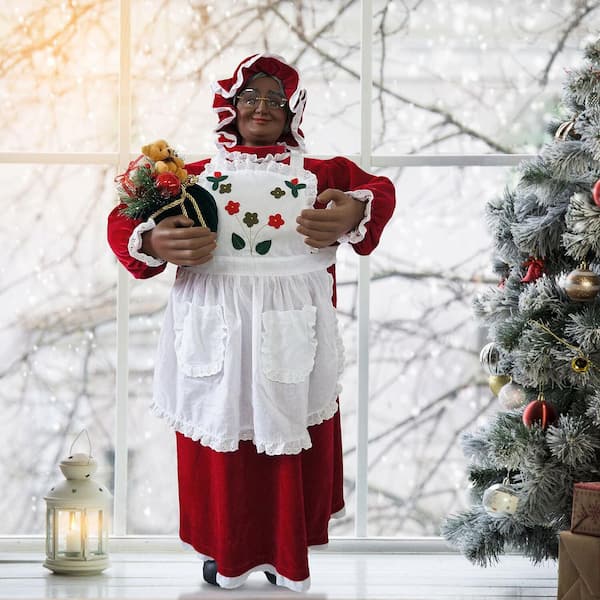 36 in. Music and Motion Mrs. Claus with Apron, Standing Decor, Christmas Animatronic