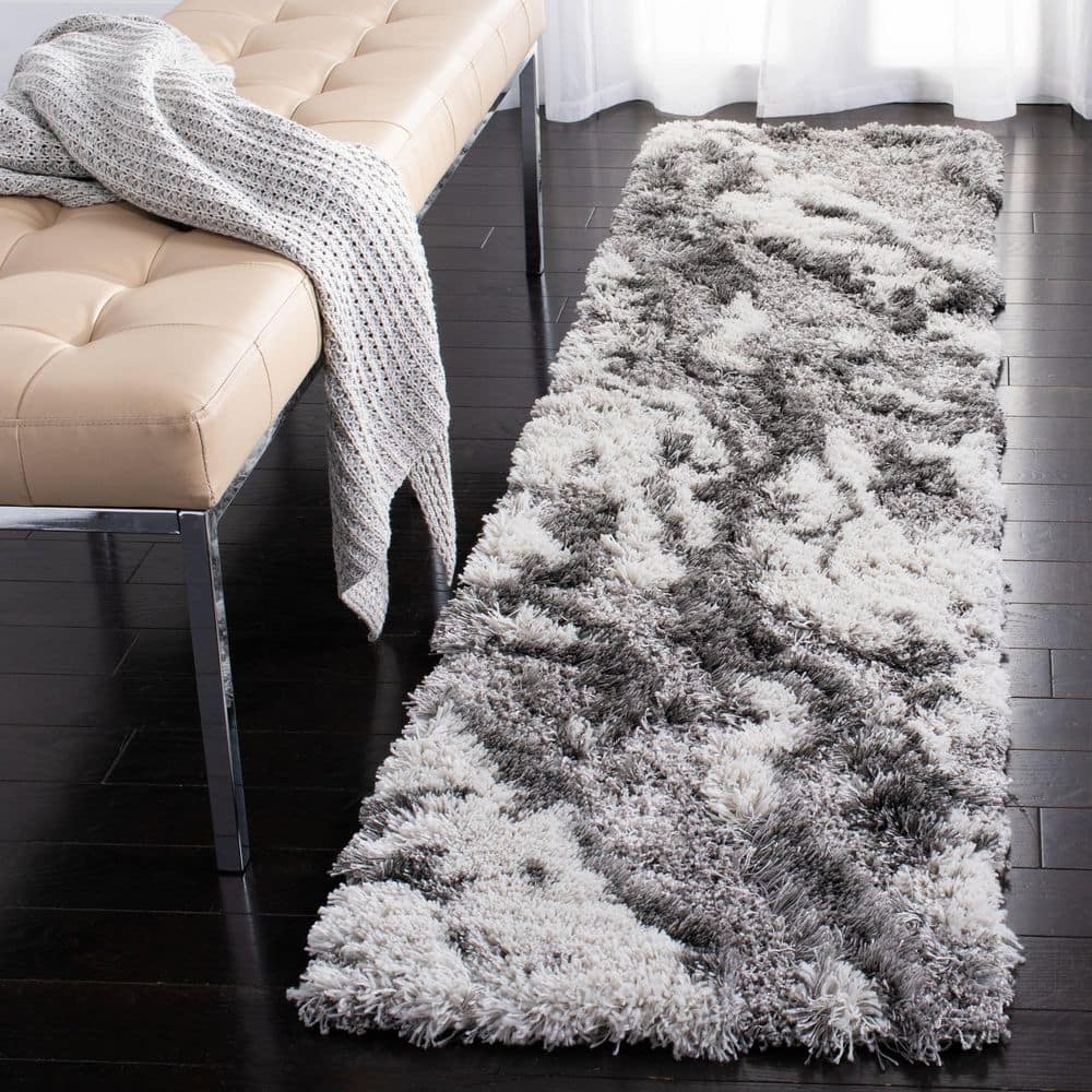 Horizon Shag 2 ft. x 5 ft. Gray/Ivory Abstract Marble Runner Rug price history on PriceWatchPro
