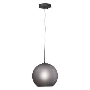 Helos 1-Light Black Pendant with Gray Globe Frosted Glass Shade