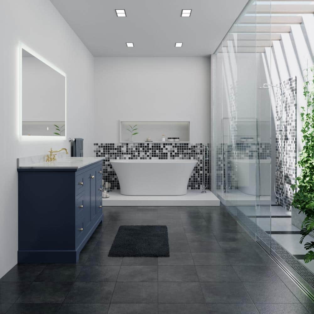 Arpella 60" Silver LED Backlit Vanity Bathroom Mirror with Dimmer