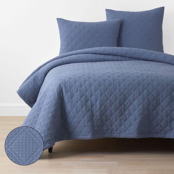 Company Cotton Waffle Denim Blue California King Quilt