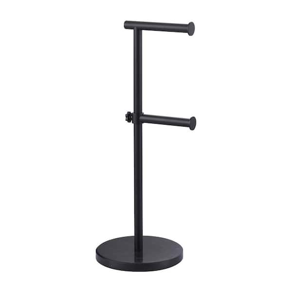 21 in. Freestanding Double Post Toilet Paper Holder in Matte Black