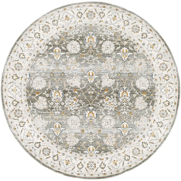 Livabliss Dresden Gray Traditional 8 ft. Round ft. Indoor Area Rug