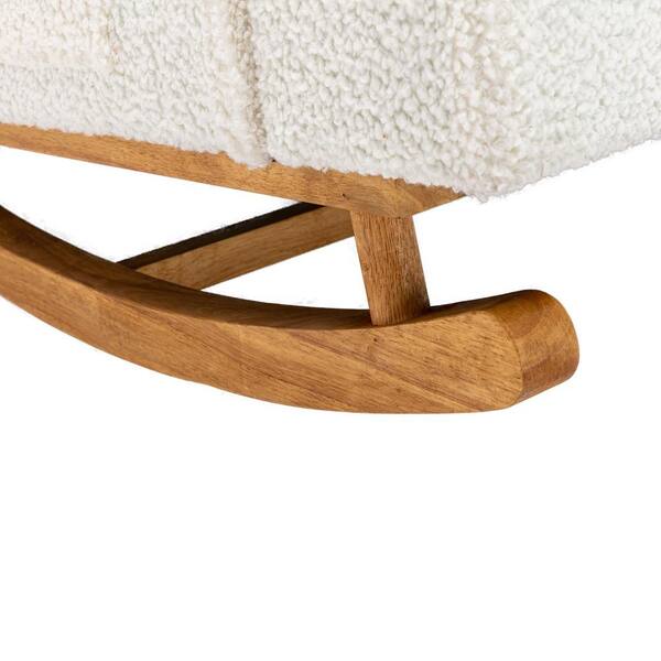 Spaco White Teddy Polyester Fabric Upholstered Mid Century