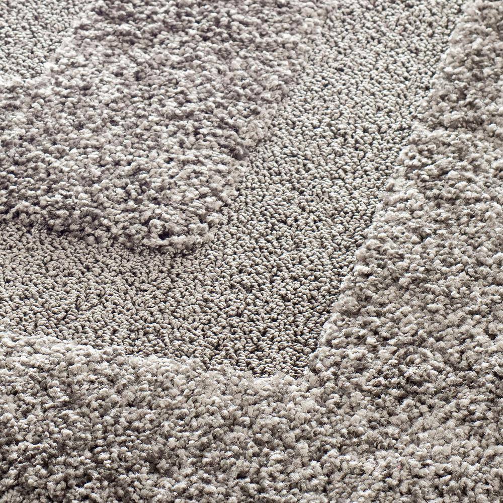 Plush Gray Square Shag Area Rug, Synthetic 5' x 5', Easy Care