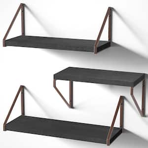 5.9 in. W x 5.3 in. H x 17 in. D Wood Rectangular Shelf in Black 3 Sets Adjustable Shelves