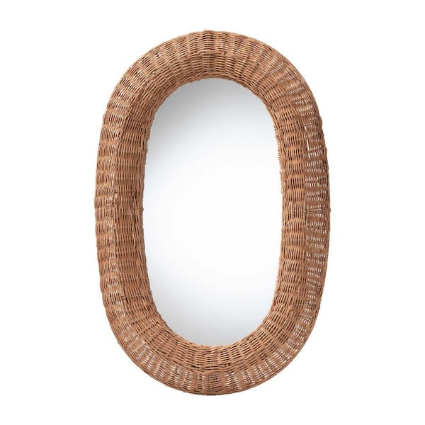 Brisia Natural Rattan 18.5 in. W x 29.1 in. H Oval Mirror