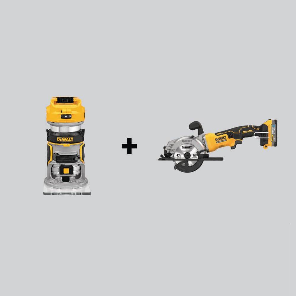 DEWALT Atomic 20-Volt MAX Lithium-Ion Cordless Brushless 4-1/2 in. Circular  Saw  Compact Router with 1.7Ah Battery  Charger DCW600BWCS571E1 The  Home Depot